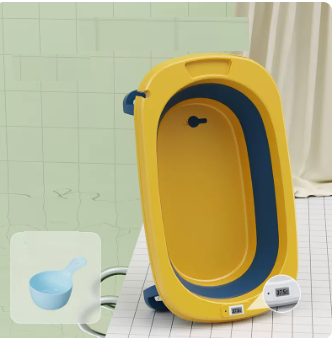 New baby bathtub ([lemon yellow] bathtub + thermometer + shampoo spoon)