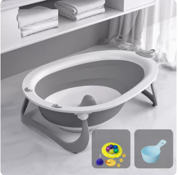 New baby bath basin (gentleman gray + bath gift package (free shampoo spoon))