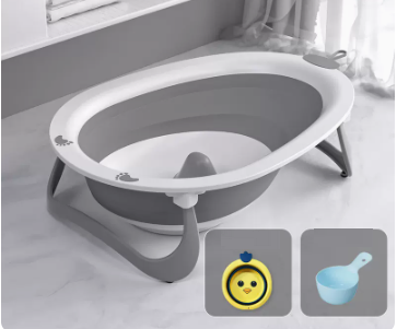 New baby bath basin (gentleman gray + small basin (comes with shampoo spoon))