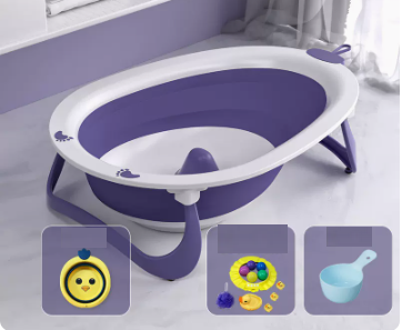 New baby bath basin (violet + bath gift package + small basin (free shampoo spoon))
