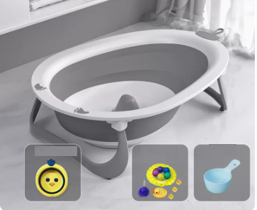New baby bath basin (gentleman gray + bath gift package + small basin (free shampoo spoon))