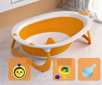 New baby bath basin (vital yellow + bath gift package + small basin (free shampoo spoon))