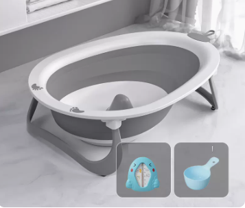 New baby bathtub (gentleman gray + thermometer (comes with shampoo spoon))