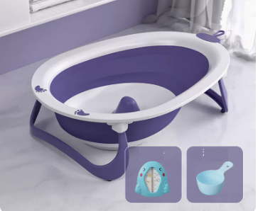 New baby bathtub (violet + thermometer (comes with shampoo spoon))
