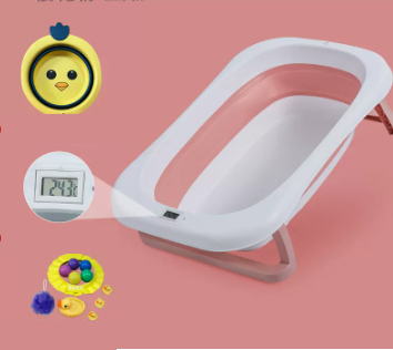 New baby bathtub ([Thickened] Sakura Pink - Bathtub + Thermometer + Gift Pack + Small Basin)