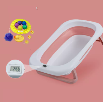 New baby bathtub ([Thickened] Sakura Pink - Bathtub + Thermometer + Gift Pack)