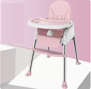 Hotly recommended baby dining chair (pink luxury model [double-layered dinner plate + roller coaster + PU leather cover])