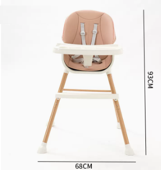 Hot recommended baby dining chair ([steel tube model] ivory white double-layer dinner plate, bean paste powder PU leather cover)