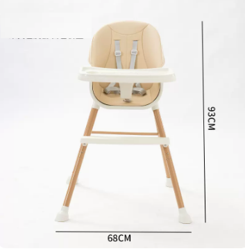 Hot recommended baby dining chair ([steel tube model] ivory white double-layer dinner plate, beige PU leather cover)