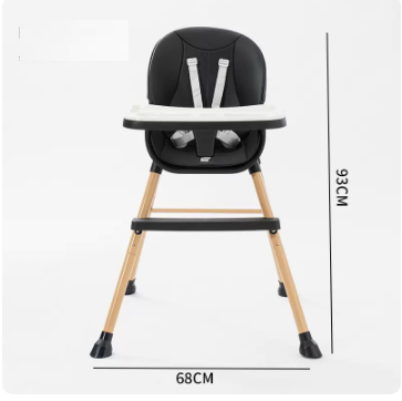 Hotly recommended baby dining chair ([steel tube model] obsidian black double-layer dinner plate with black PU leather cover)