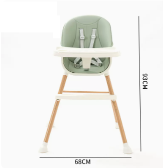 Hot recommended baby dining chair ([steel tube model] ivory white double-layer dinner plate mint green PU leather cover)