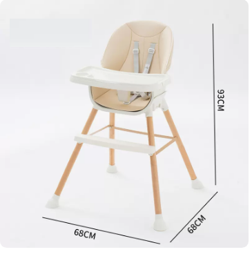 Hot recommended baby dining chair ([imported beech] ivory white double-layer dinner plate, off-white PU)