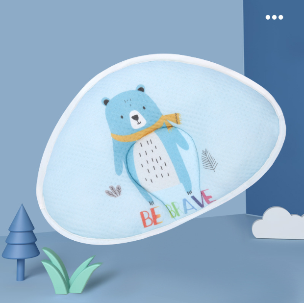 Hot recommended baby pillow baby shaped pillow breathable anti-head deflection (blue bear-shaped pillow) (size: 37cm*26cm)
