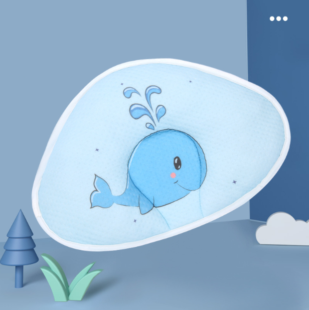 Hot recommended baby pillow, baby shaped pillow, breathable and anti-head deflection (Blue Whale-shaped pillow) (size: 37cm*26cm)