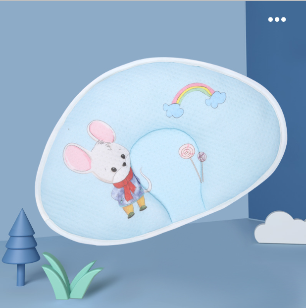 Hot recommended baby pillow, baby shaped pillow, breathable and anti-head deflection (Blue Smart Mouse-shaped pillow) (size: 37cm*26cm)