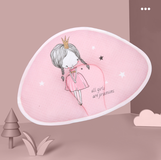 Hot recommended baby pillow, baby shaped pillow, breathable and anti-head deflection (pink princess-shaped pillow) (size: 37cm*26cm)