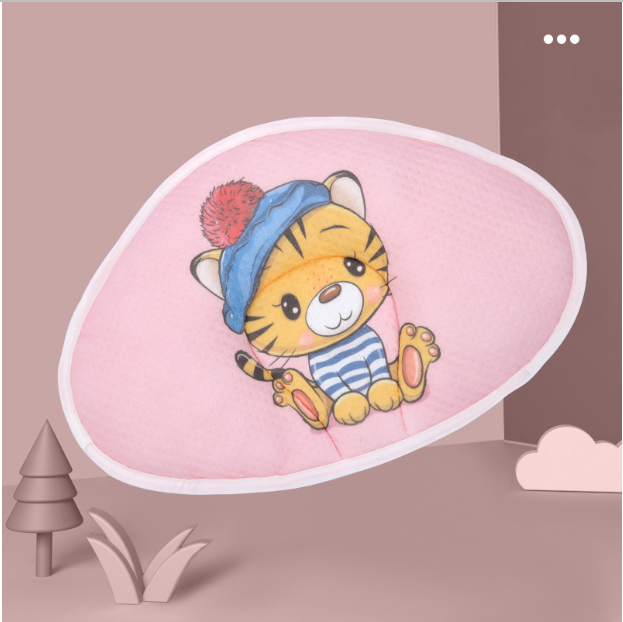 Hot recommended baby pillow, baby shaped pillow, breathable and anti-head deflection (pink tiger-shaped pillow) (size: 37cm*26cm)