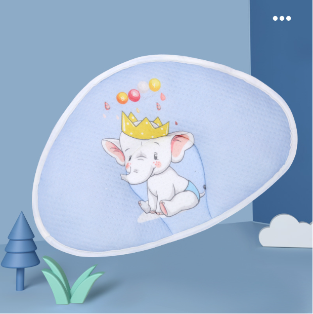 Hot recommended baby pillow, baby shaped pillow, breathable and anti-head deflection (Blue Elephant King-shaped pillow) (size: 37cm*26cm)