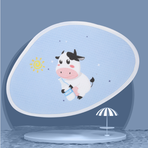 Hot recommended baby pillow, baby shaped pillow, breathable and anti-head deflection (blue cow) (size: 37cm*26cm)