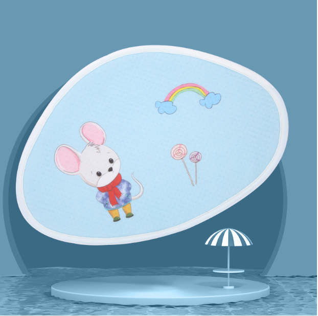 Hot recommended baby pillow, baby shaped pillow, breathable and anti-head deflection (blue smart mouse) (size: 37cm*26cm)