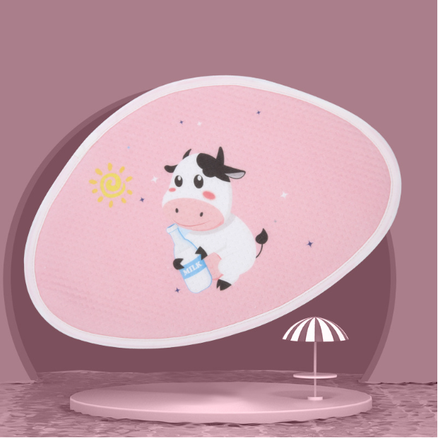 Hot recommended baby pillow, baby shaped pillow, breathable and anti-head deflection (pink cow) (size: 37cm*26cm)