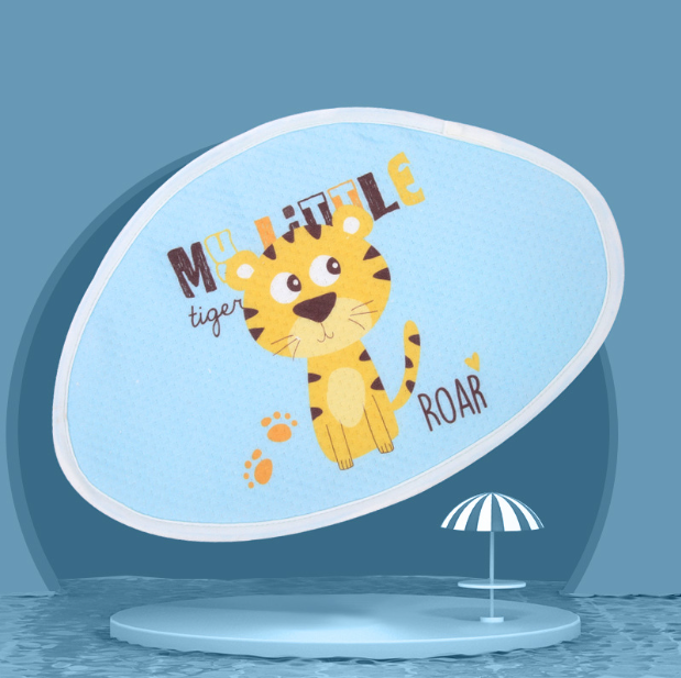 Hot recommended baby pillow, baby shaped pillow, breathable and anti-head deflection (blue happy tiger) (size: 37cm*26cm)