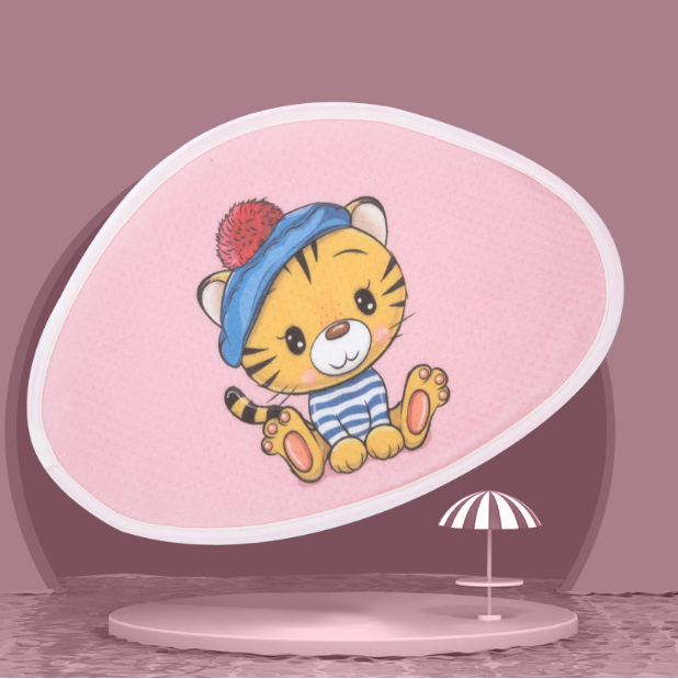 Hot recommended baby pillow, baby shaped pillow, breathable and anti-head deflection (pink tiger) (size: 37cm*26cm)
