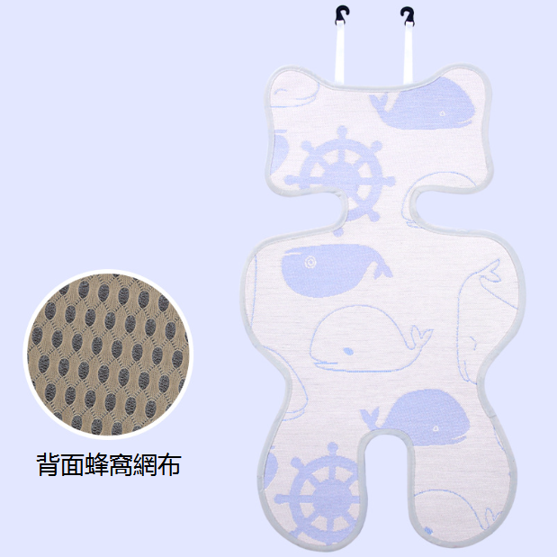 Hot push stroller mat summer baby dining chair seat stroller seat honeycomb mesh fabric heat dissipation (blue dolphin) (size: 68*33)