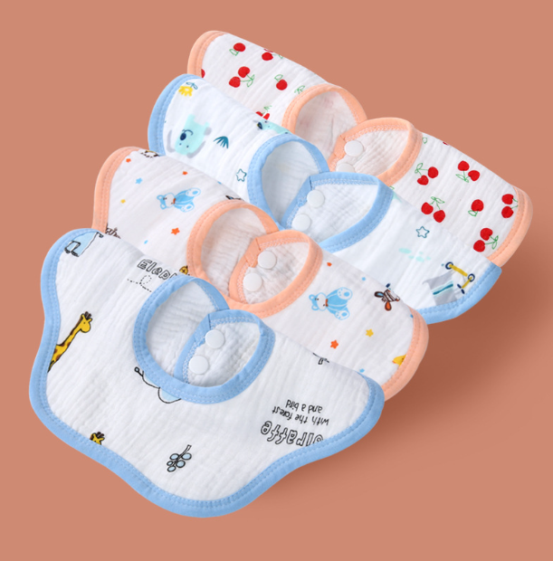 熱推嬰兒口水巾360度紗布圍兜圍嘴（花瓣口水巾-女寶）