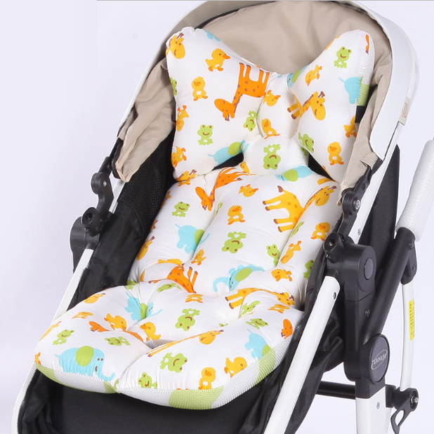 Hot push baby stroller cotton pad, fashionable and warm, universal baby dining chair back pad, breathable and thickened (cartoon animals) (size: 35cm*78cm)