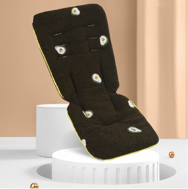Hot Push Baby Stroller Cotton Pad Sheep Velvet Soft Warmth Washable Universal Stroller Seat Cushion (Coffee Mianyang)