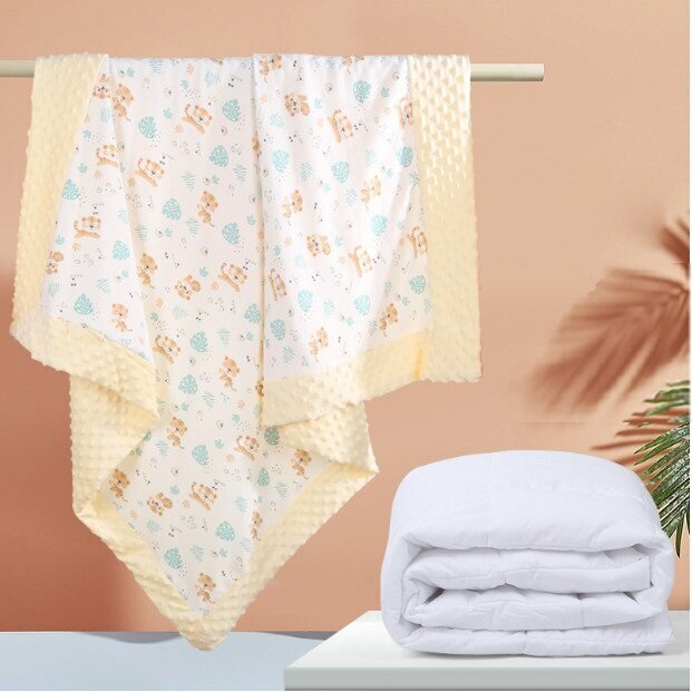 Hotly recommended baby beanie blanket and quilt, thickened to protect baby's sweet dreams (cute tiger + one bladder core (spring and autumn style 1150g) size 110*140)