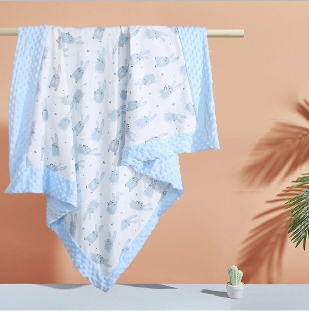 Hotly recommended baby bean blanket quilt, thickened to protect baby's sweet dreams (blue bunny separate quilt cover (summer cool type 690g) size 110*140)