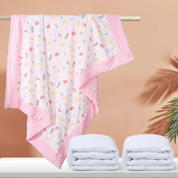 Hotly recommended baby beanie blanket and quilt, thickened to protect baby's sweet dreams (pink dinosaur + two bladder cores - thickened winter style 1610g, size 110*140)