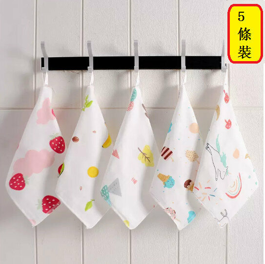 熱推【5條裝】寶寶毛巾【印花四層水果派對 25*25cm】