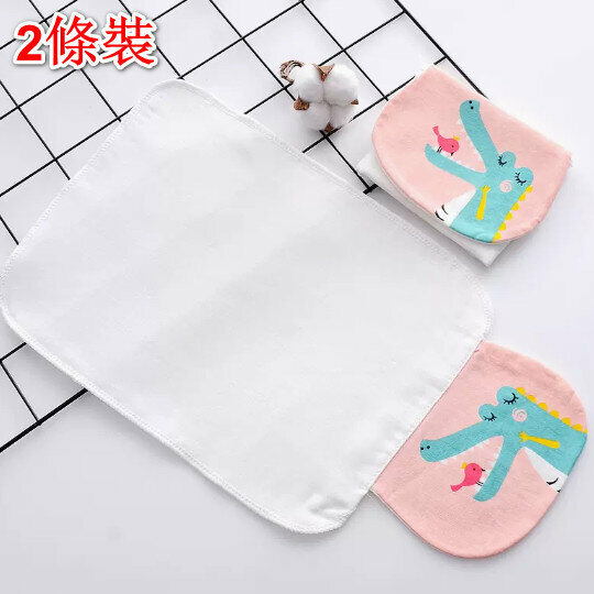 Hot recommendation [2 pack] Baby pure cotton sweat-absorbent towel/gauze towel [sweat-absorbent towel 24*32cm four-layer pink crocodile]