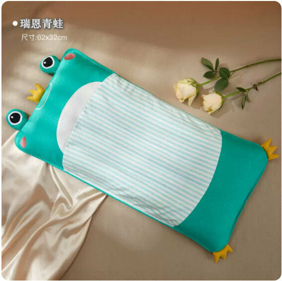 New children's pillow [pillow height 3cm] [embroidered model - Ryan Frog (for 1-3 years old)]