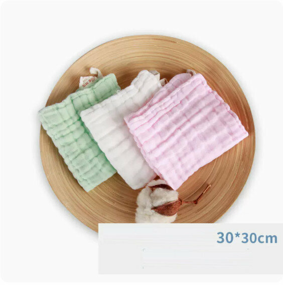 New baby towel [pink, green and white - 3 square towels]