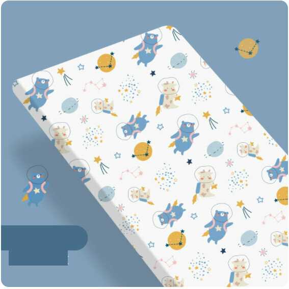 New children's bed sheets and mattress covers [111*63cm] [(Vis Universe) knitted cotton - waterproof and urine-proof style]