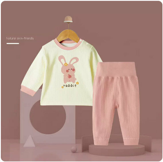 New baby thermal underwear set [73cm] [Mary Rabbit high waist belly protection style]