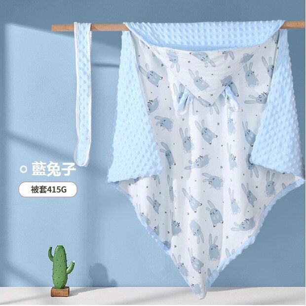 New baby blanket, newborn blanket, beanie velvet, universal for all seasons, detachable cotton (little blue rabbit + separate quilt cover - summer style, size: 90*90)