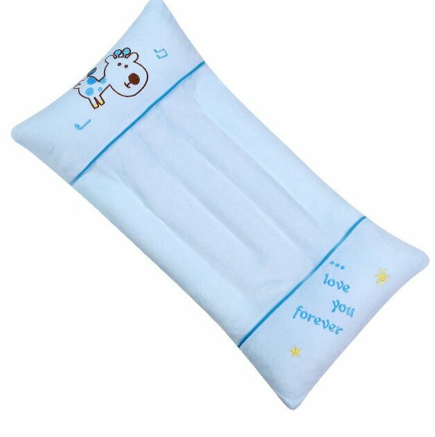 New cotton children's pillow with pearl cotton pillow core (blue crystal velvet pillow + pearl cotton + buckwheat shell bile) (size: 60cm*30cm)