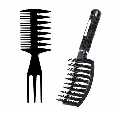 New curved large curved comb for fluffy curly hair comb (specifications: insert comb for junior year + large curved comb)