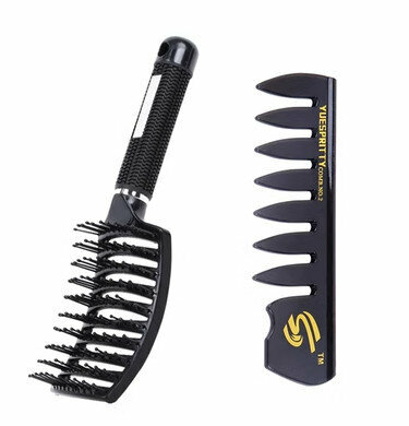 Hot selling curved large curved comb fluffy curly hair comb (specifications: large curved comb + wide tooth comb)