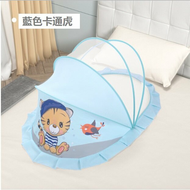Hot selling crib mosquito net anti-glare and anti-mosquito (blue cartoon tiger large size: 130*65*70)