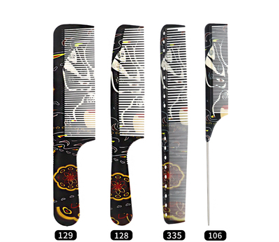 Hot selling ultra-thin flat hair comb for men (specification: four-piece set of black facial hair cutting comb)