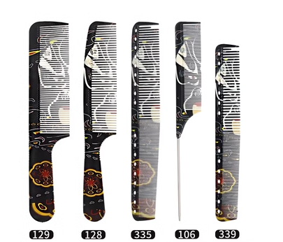 Hot selling ultra-thin flat hair comb for men (specification: five-piece set of black facial hair cutting comb)