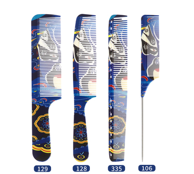 Hot selling ultra-thin flat hair comb for men (specification: blue facial hair cutting comb set of four)