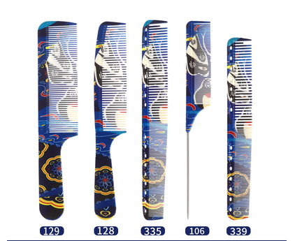 Hot selling ultra-thin flat hair comb for men (specification: five-piece set of blue facial hair cutting comb)