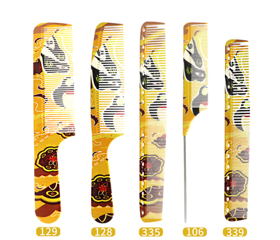 Hot selling ultra-thin flat hair comb for men (specification: five-piece set of yellow facial hair cutting comb)